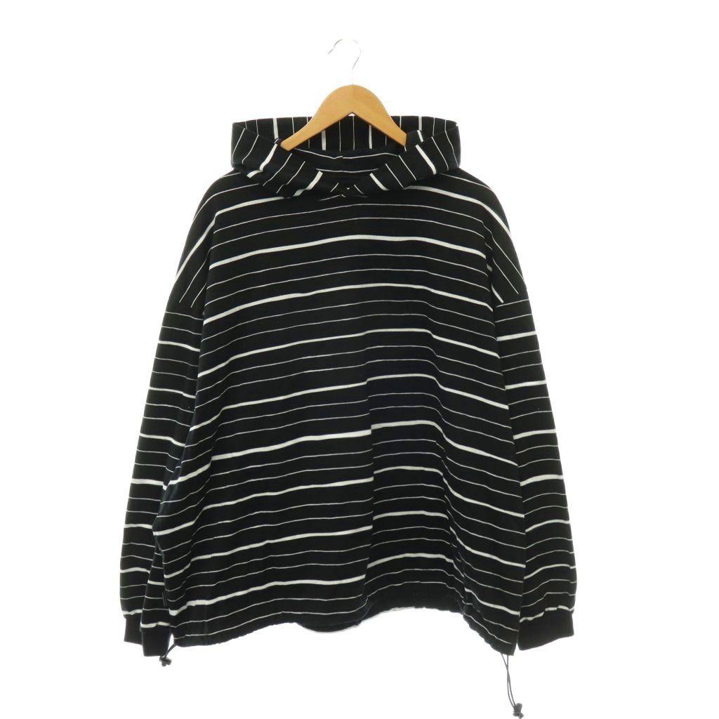 エスエフシー S.F.C 25SS HOODIE MIX SIDE STRIPE LS TEE フーディー カットソー ロンT ストライプ 長袖 L 黒 ブラック /HS ■OS ■SH