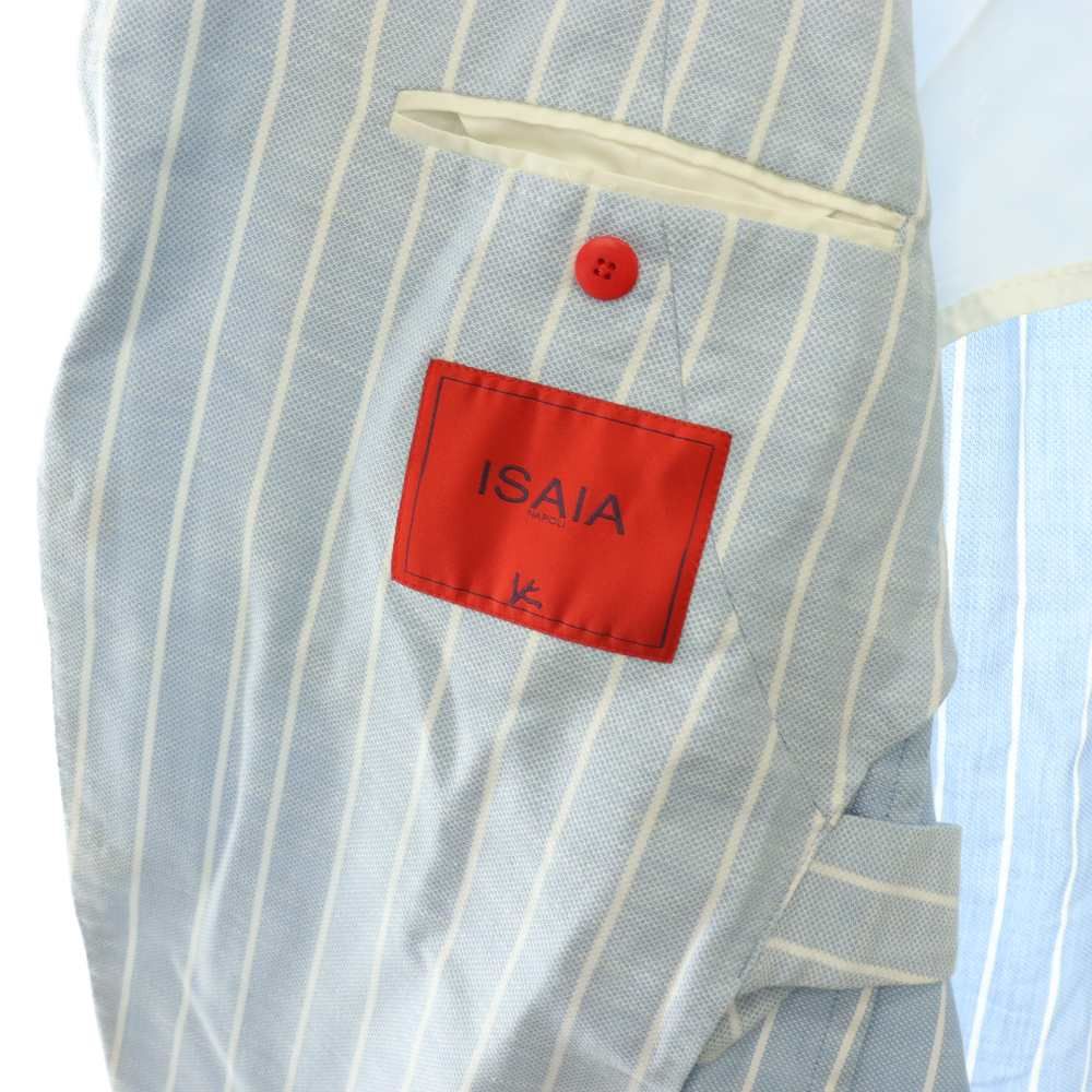 イザイア ISAIA ストライプ柄2Bテーラードジャケット 背抜き コットン
