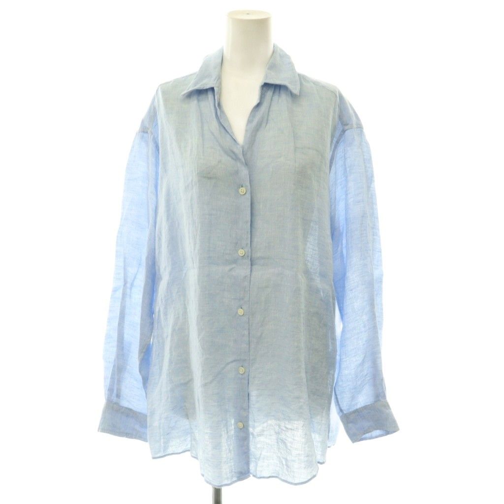 ミューズ ドゥーズィエム クラス MUSE de Deuxieme Classe 24SS リネンウォッシュシャツ 長袖 前開き F ライトブルー /DO ■OS