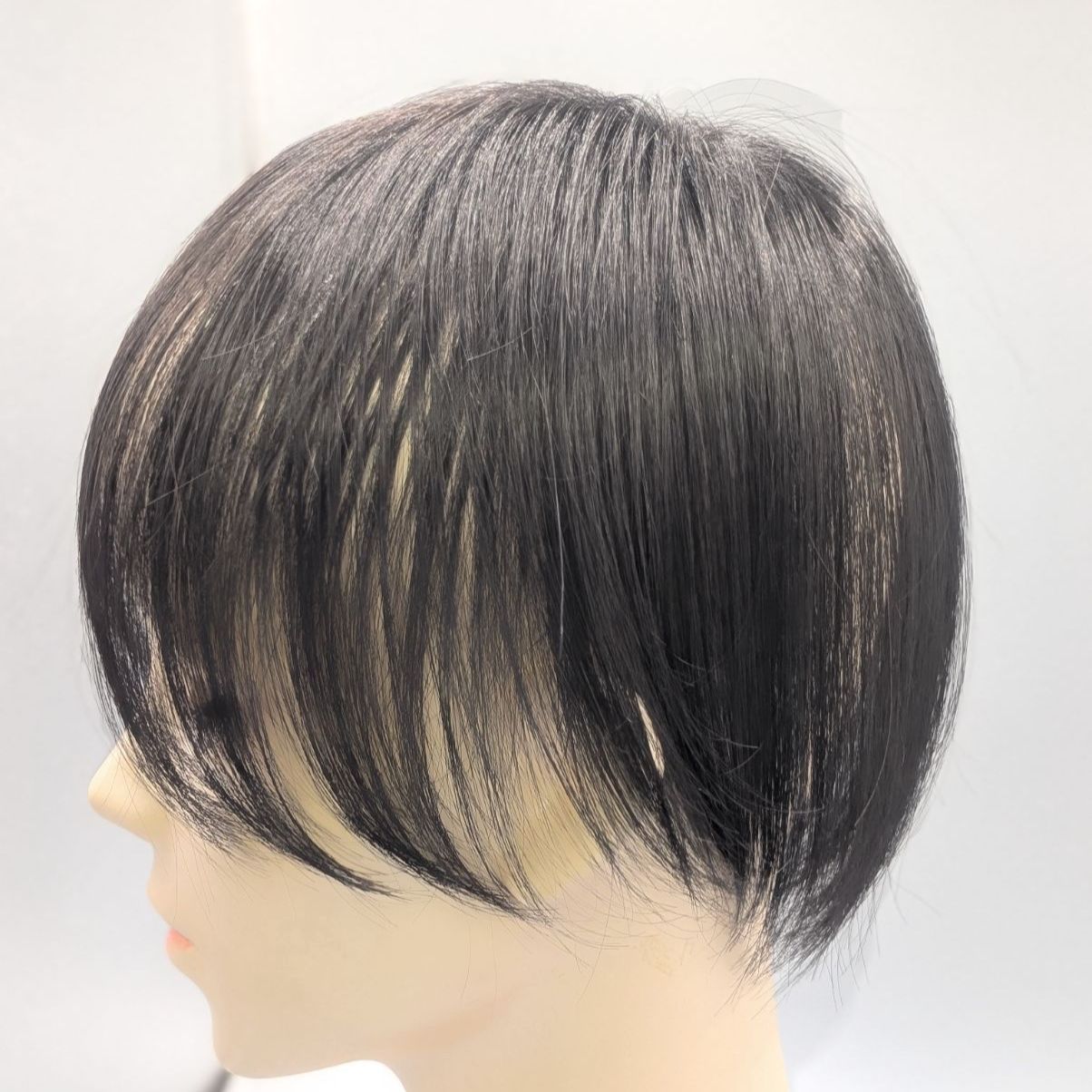 【つむじ・分け目隠し】総手植え 部分ウィッグ 超軽量約20g 黒色