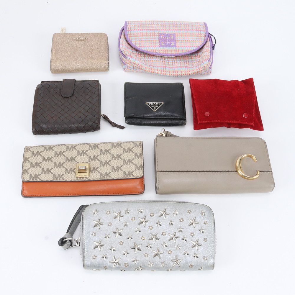 まとめ 8点 セット プラダ ボッテガヴェネタ ジミーチュウ など レザー 二つ折り 財布 長財布 ウォレット レディース WWE EL22-2【中古】