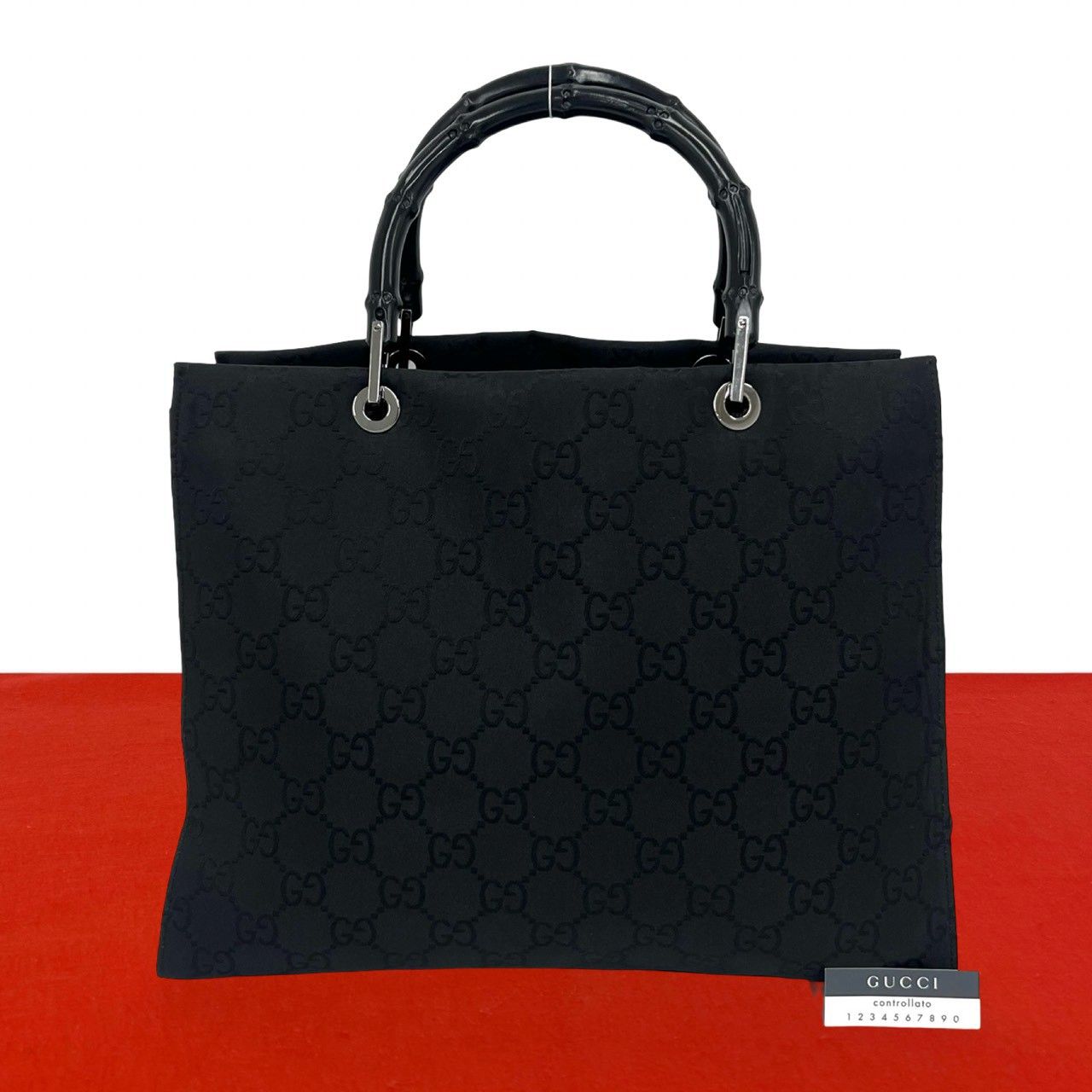 極 美品 GUCCI グッチ バンブーライン GG ロゴ 柄 キャンバス