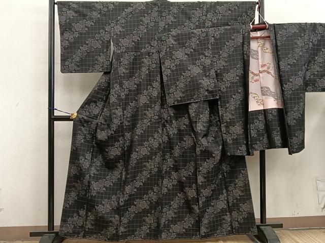 平和屋着物●極上　男性　本場大島紬　アンサンブル　証紙付き　逸品　DZAB4733kh6 平和屋着物□本場大島紬 アンサンブル 草花文 ほていや扱い 正絹 逸品
