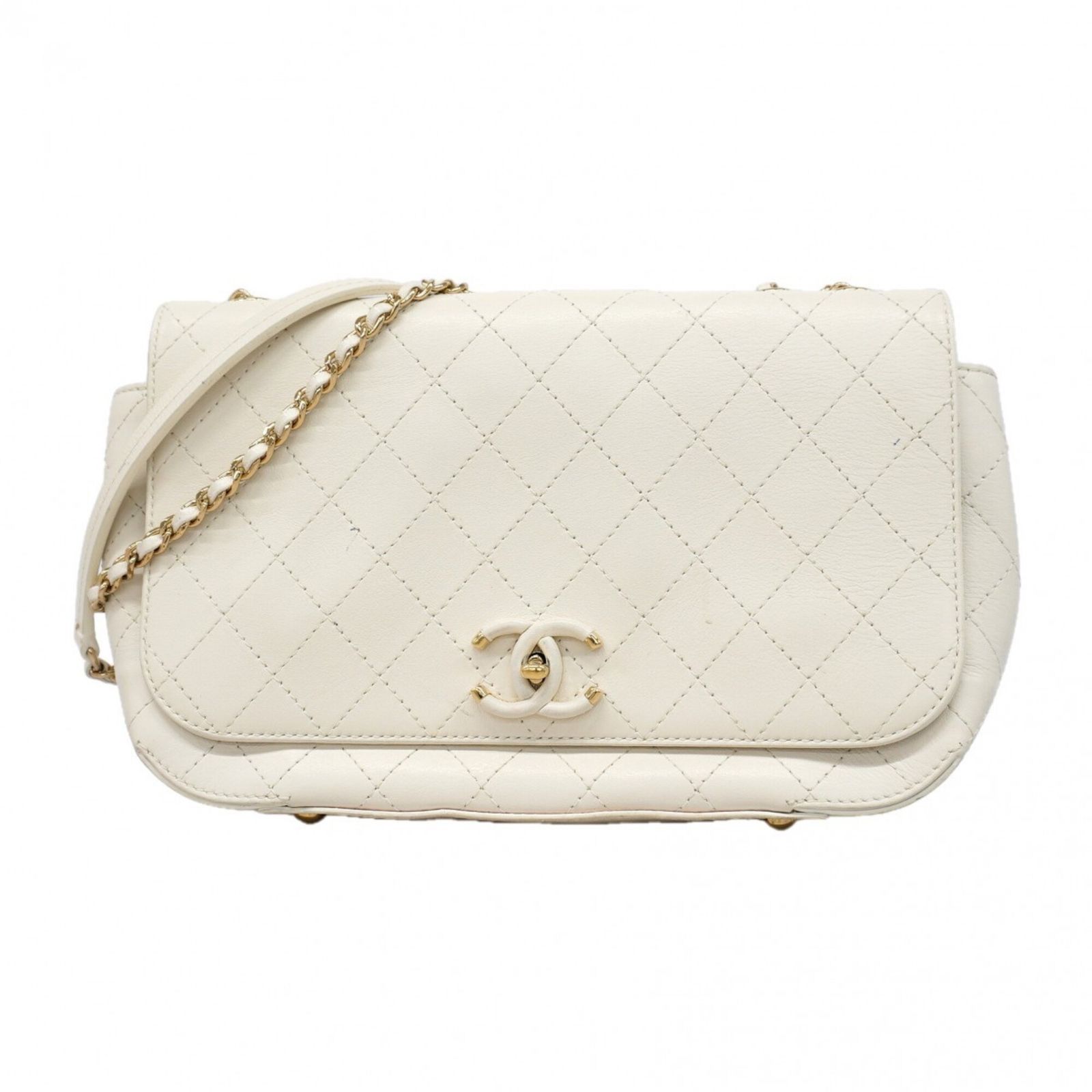 シャネル(Chanel) シャネル ショルダーバッグ マトラッセ Wチェーン ラムスキン ホワイト レディース P3297578