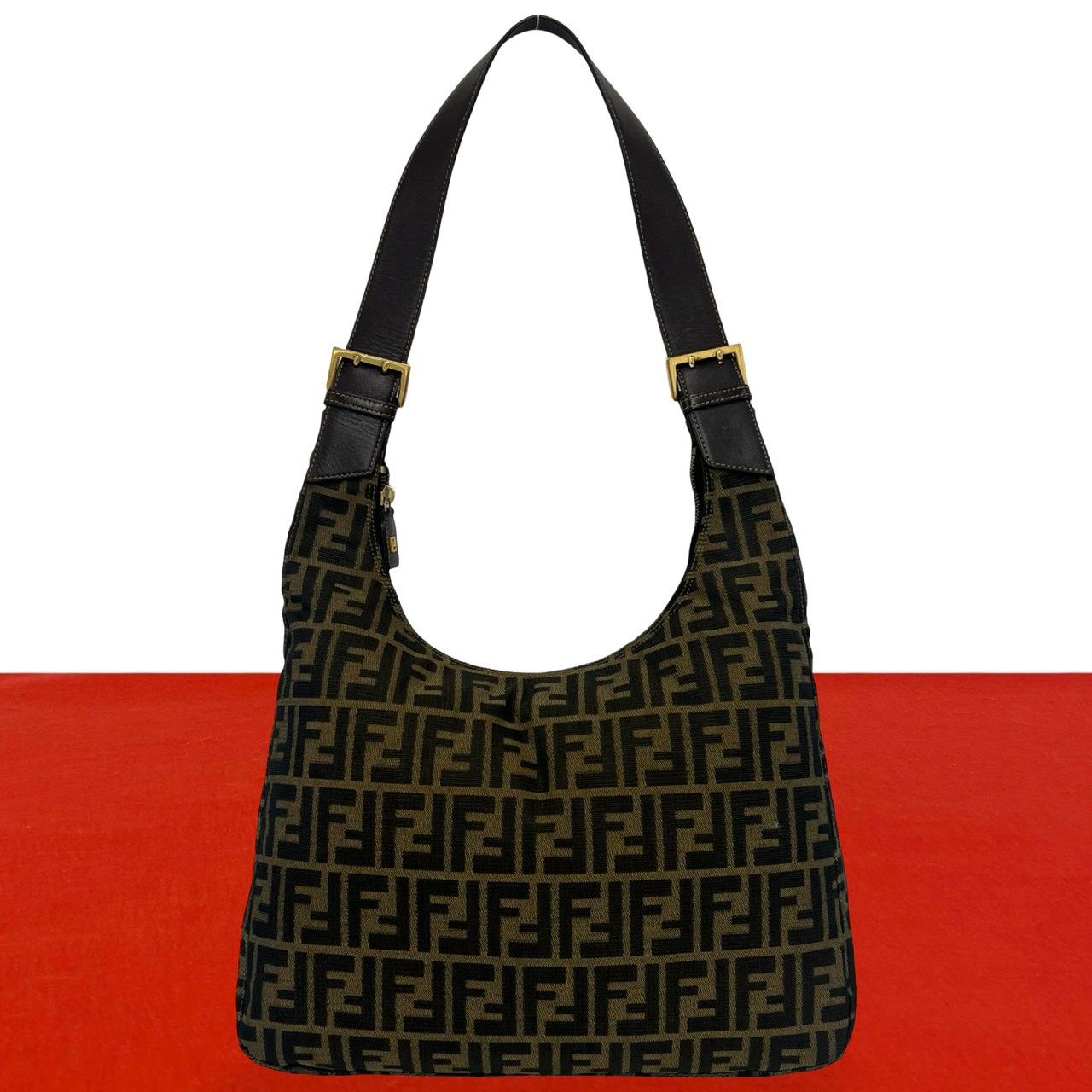 極 美品 希少品 FENDI フェンディ ヴィンテージ ズッカ 柄 FF ロゴ 