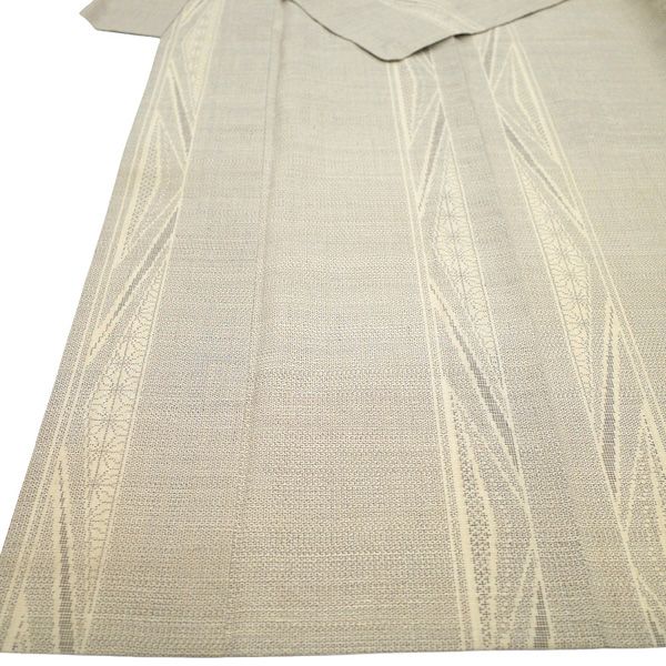 新古品】 結城紬 単衣 着物 未使用 春 秋 正絹 100亀甲 薄ベージュ 黒