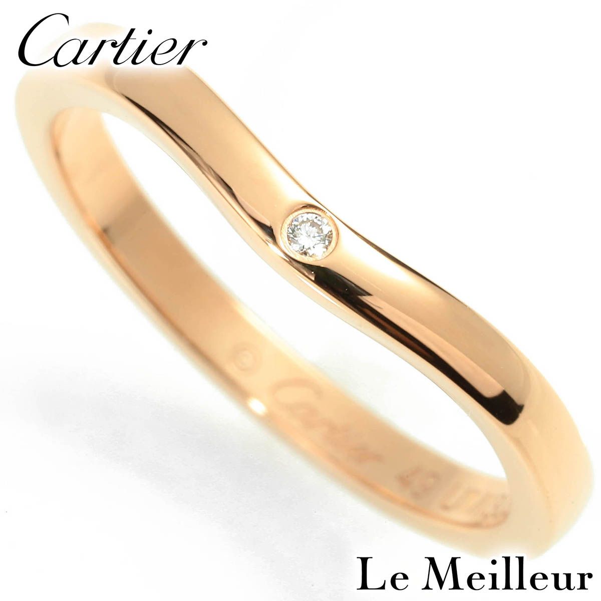 【新品仕上済】 Cartier バレリーナ ダイヤモンド ピンクゴールド K18PG カーブウェディングリング 9号 レディース 返品OK 58,800円