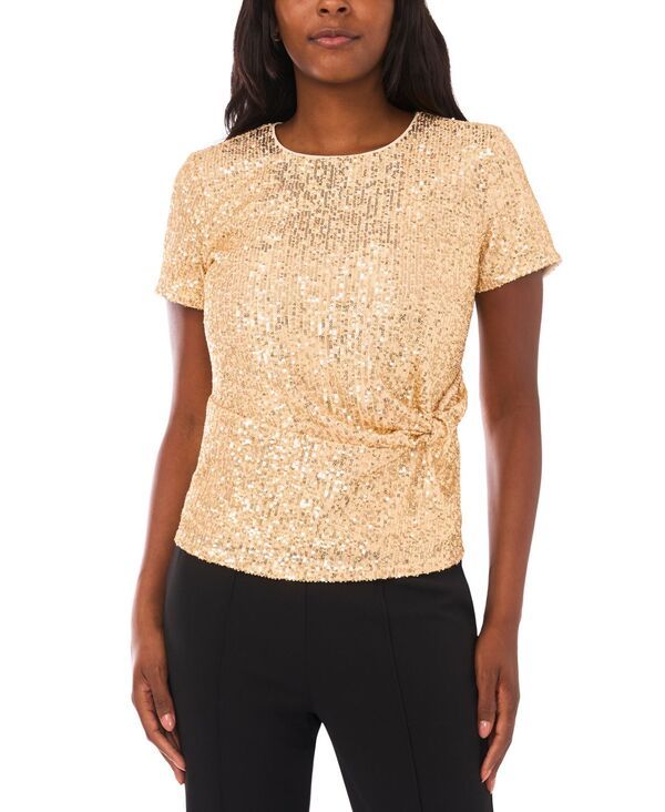 ヴィンスカムート レディース トップス シャツ Vince Camuto Womens Short Sleeve Side Knot Top Gold ゴールド 5,936円