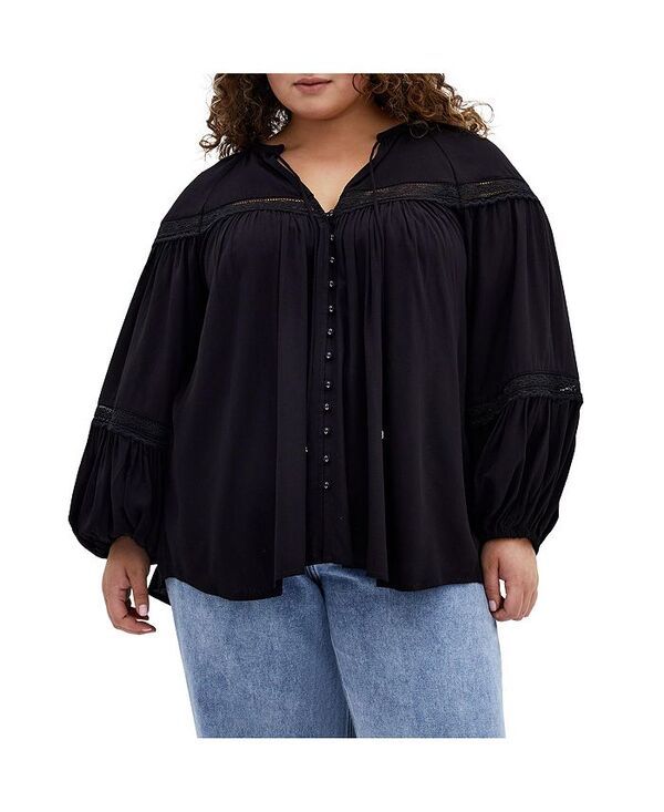 シティーシック レディース トップス シャツ プラスサイズ CITY CHIC Plus Size Averi Shirt Black ブラック