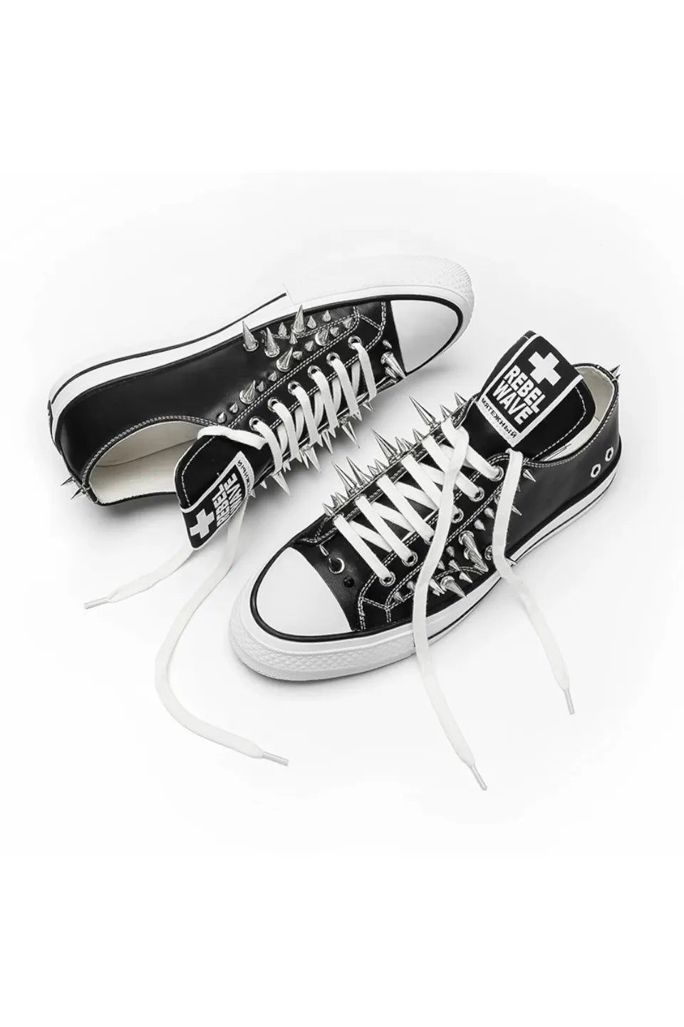 REBEL WAVE | STUDDED CANVAS LOW TOP SKATE SHOES