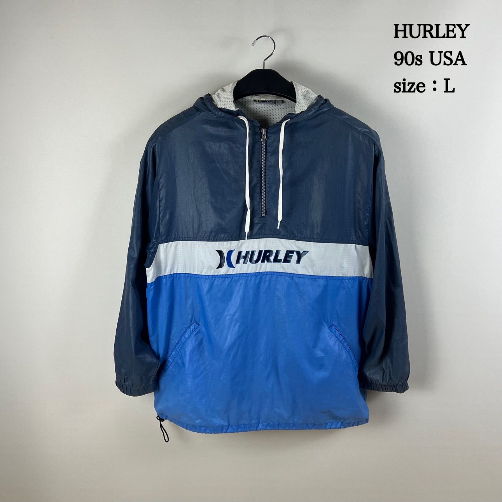 HURLEY 90s USA vintage half zip nylon hoodie L ハーレー アメリカ製