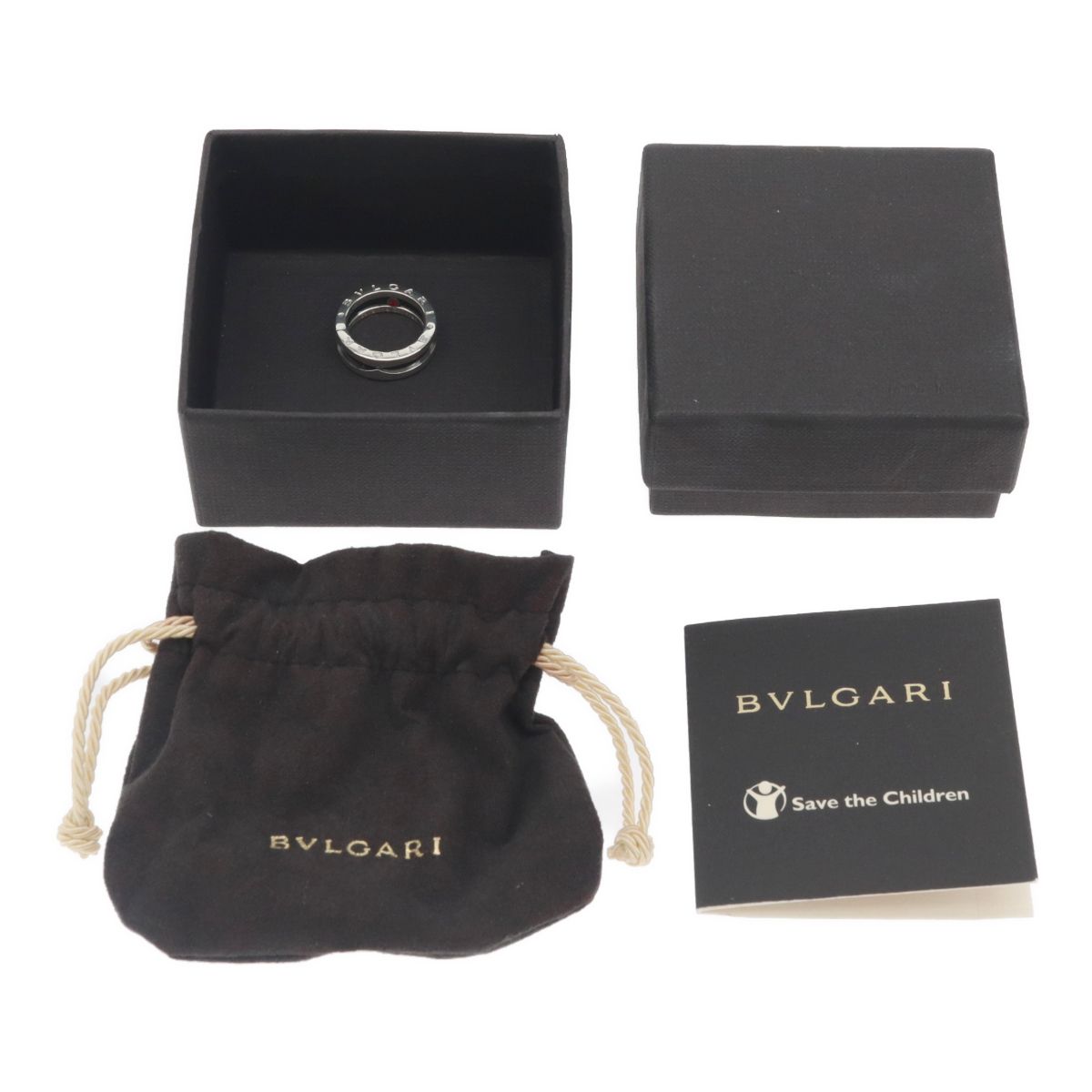 BVLGARI ブルガリ 925×ブラックセラミック SILVER シルバー B-zero1 ビーゼロワン セーブザチルドレン リング 指輪 ジュエリー アクセサリー ブランド #50 実寸約9号 メンズ レディース ユニセックス