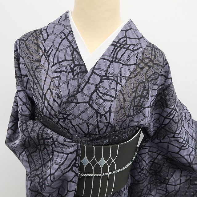 新品・夏小紋】紋紗 斉藤上太郎 落款 お仕立て上がり品 夏着物 仕付け