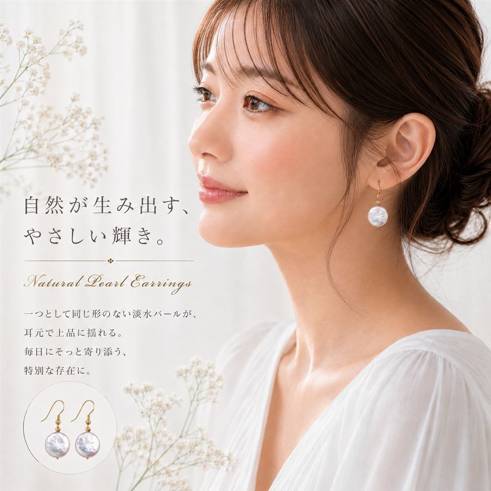 日本製 パールイヤリング コインパール 淡水パール 14KGF 一粒パール レディース ゴールドフィルド ピンクブルー 虹色 オーロラカラー 揺れる イヤリング 上品 大人可愛い シンプル ナチュラル 天然真珠 バロックパール ジュエリー アクセサリー