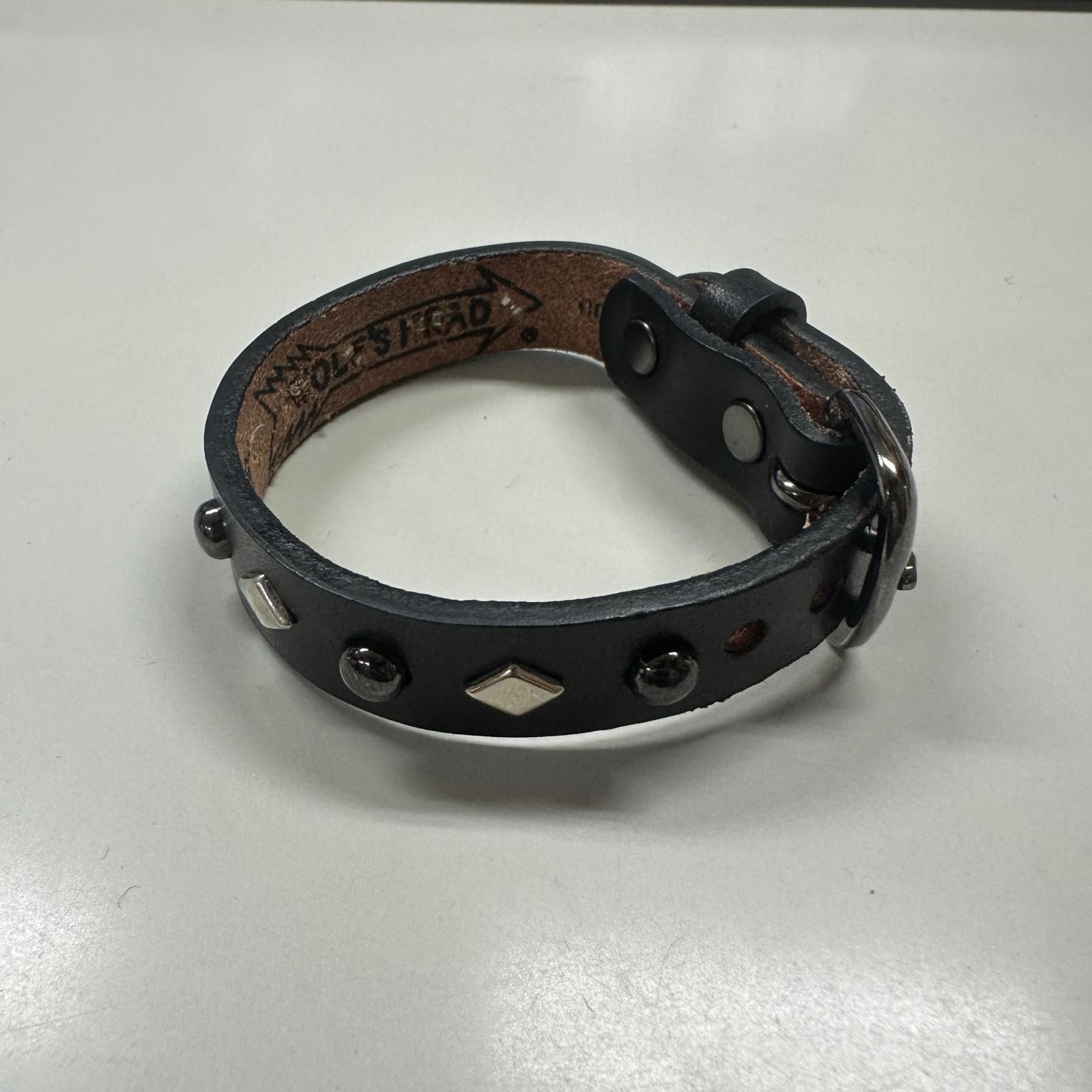 参考上代64900円 WOLF'S HEAD × WACKO MARIA STUDS LEATHER WRIST BAND