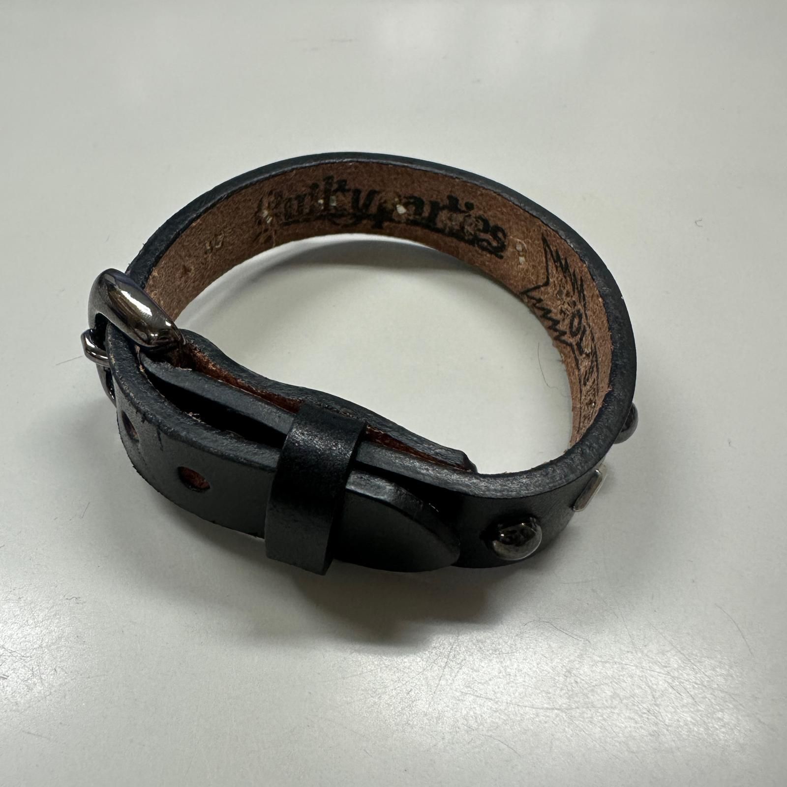 参考上代64900円 WOLF'S HEAD × WACKO MARIA STUDS LEATHER WRIST BAND