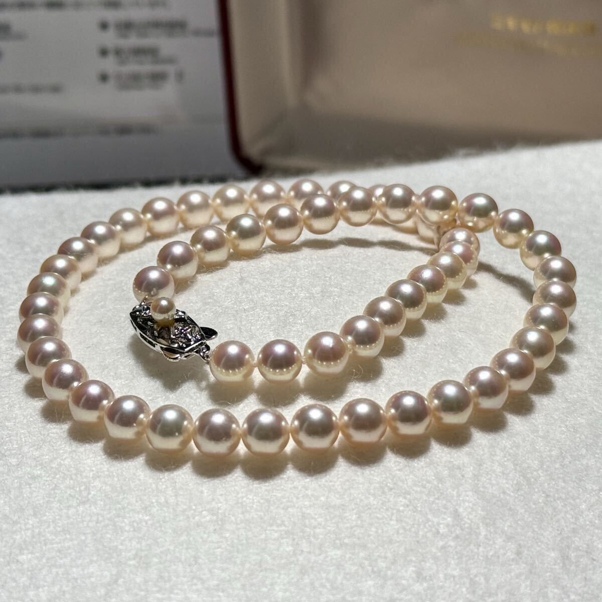 真科研【オーロラロゼ】アコヤ真珠 パールネックレス 7.04〜7.48㎜ 44㎝ 33.0g あこや 本真珠 SILVER pearl フォーマル 高級 SS247