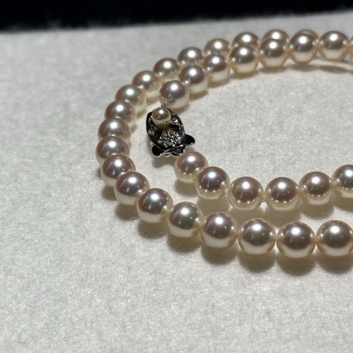 真科研【オーロラロゼ】アコヤ真珠 パールネックレス 7.04〜7.48㎜ 44㎝ 33.0g あこや 本真珠 SILVER pearl フォーマル 高級 SS247