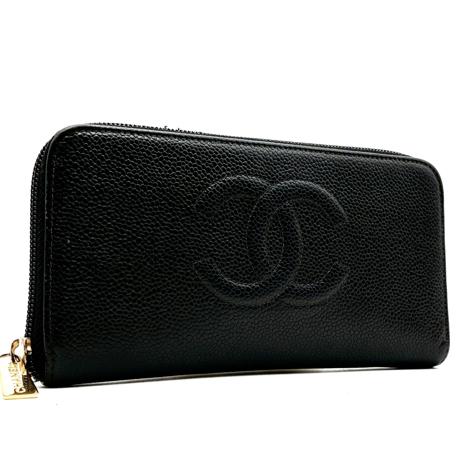 正規品 シャネル CHANEL ココマーク キャビアスキン ラウンド