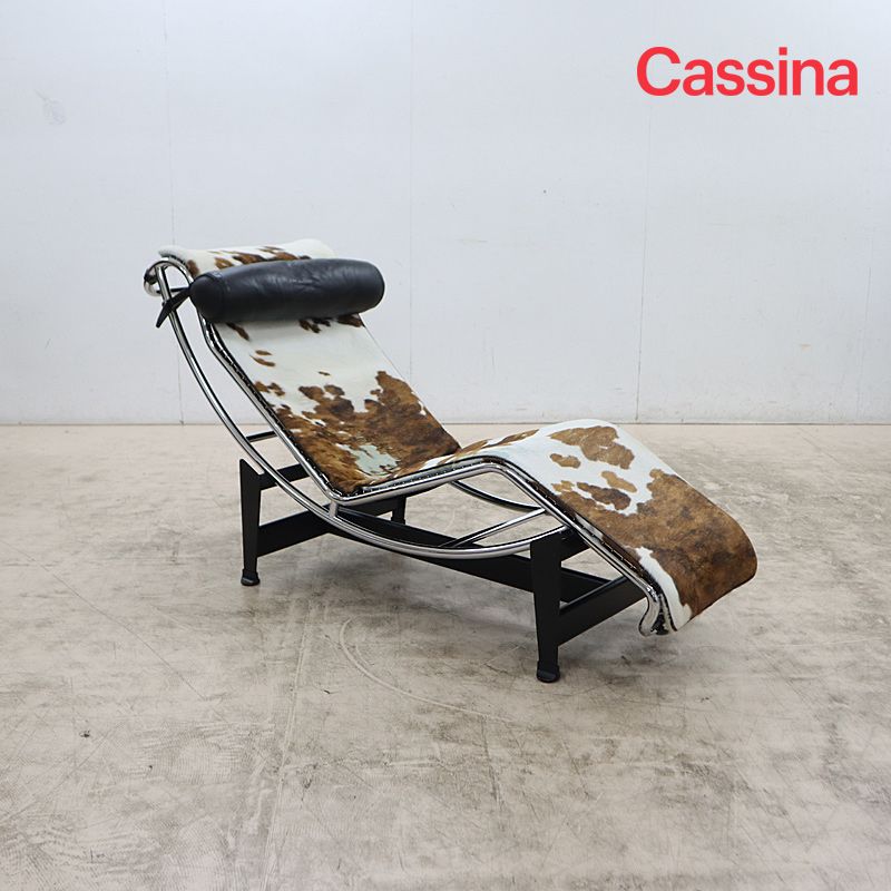 Cassina カッシーナ 4 CHAISE LONGUE A REGLAGE CONTINU,DURABLE シェーズロング LC4 ル・コルビュジエ ハラコ×黒革 156万