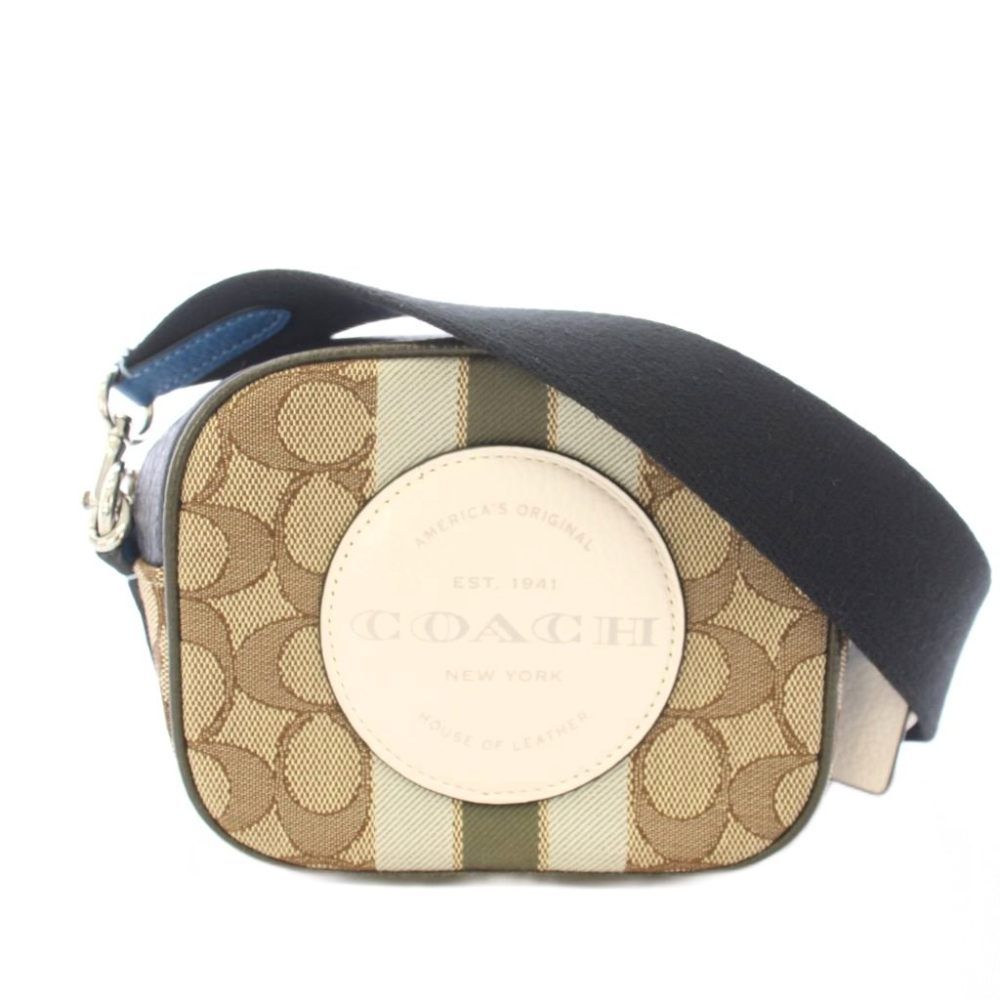 コーチ COACH ミニ デンプシー ショルダーバッグ ポシェット クロスボディ カメラバッグ シグネチャー ベージュ 紺 ネイビー 2635 /TK ■GY11