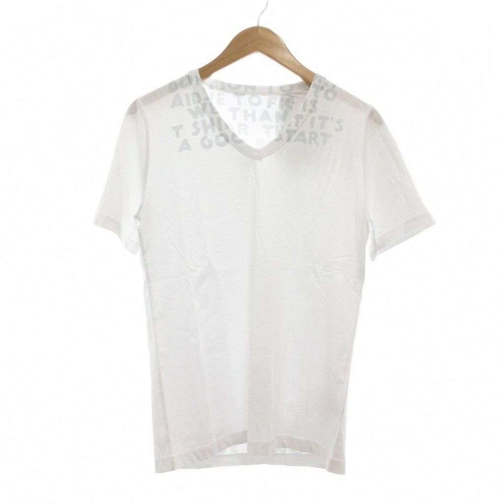 マルタンマルジェラ Martin Margiela タグ付き エイズT Tシャツ 半袖 S 白 ホワイト Vネック プリント /MG ■GY11