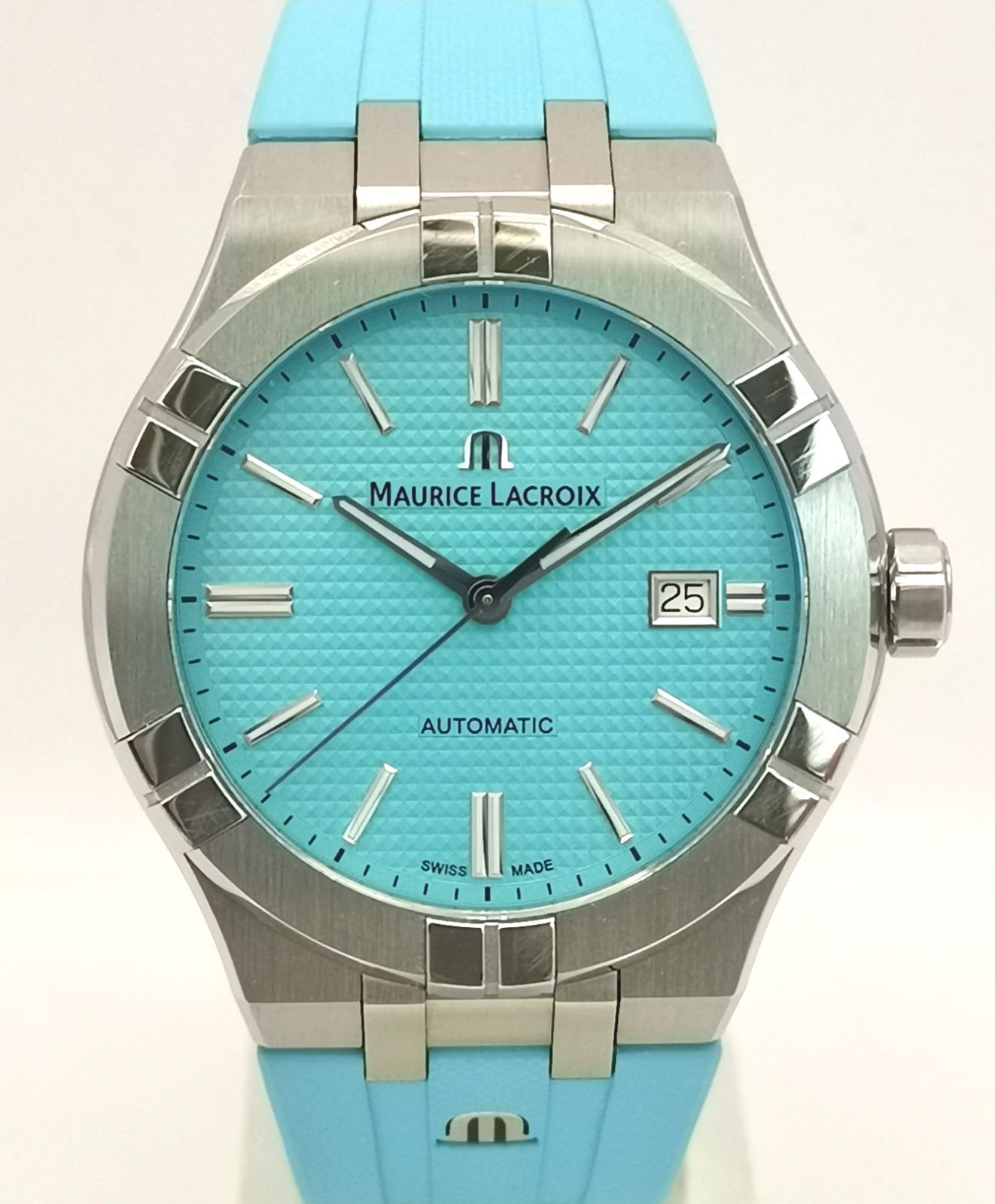 美品 MAURICE LACROIX モーリスラクロア AI6008 アイコン 世界限定888本 42mm ターコイズブルー 時計