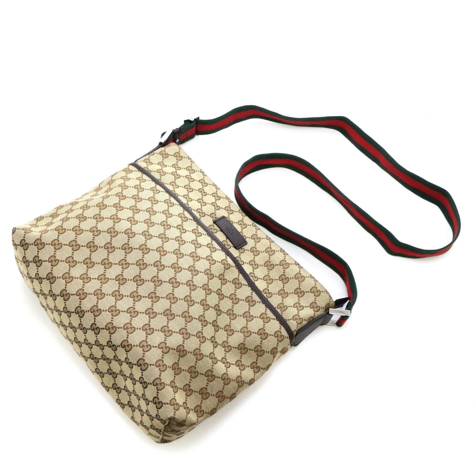 GUCCI グッチ シェリーライン GGショルダーバッグ  189781 ショルダーバッグ_x000D_
 GGキャンバス ブラウン メンズ【中古】473 GUCCI グッチ シェリーライン GGショルダーバッグ 189781 GGキャンバス