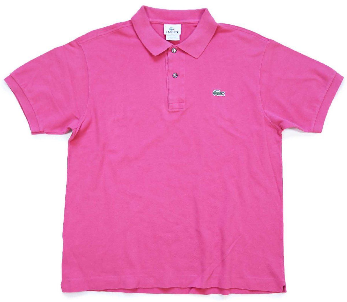 00s LACOSTEラコステ ワンポイント コットン 鹿の子 ポロシャツ ピンク 4★274 オールド フレンチ ユーロ ヨーロッパ