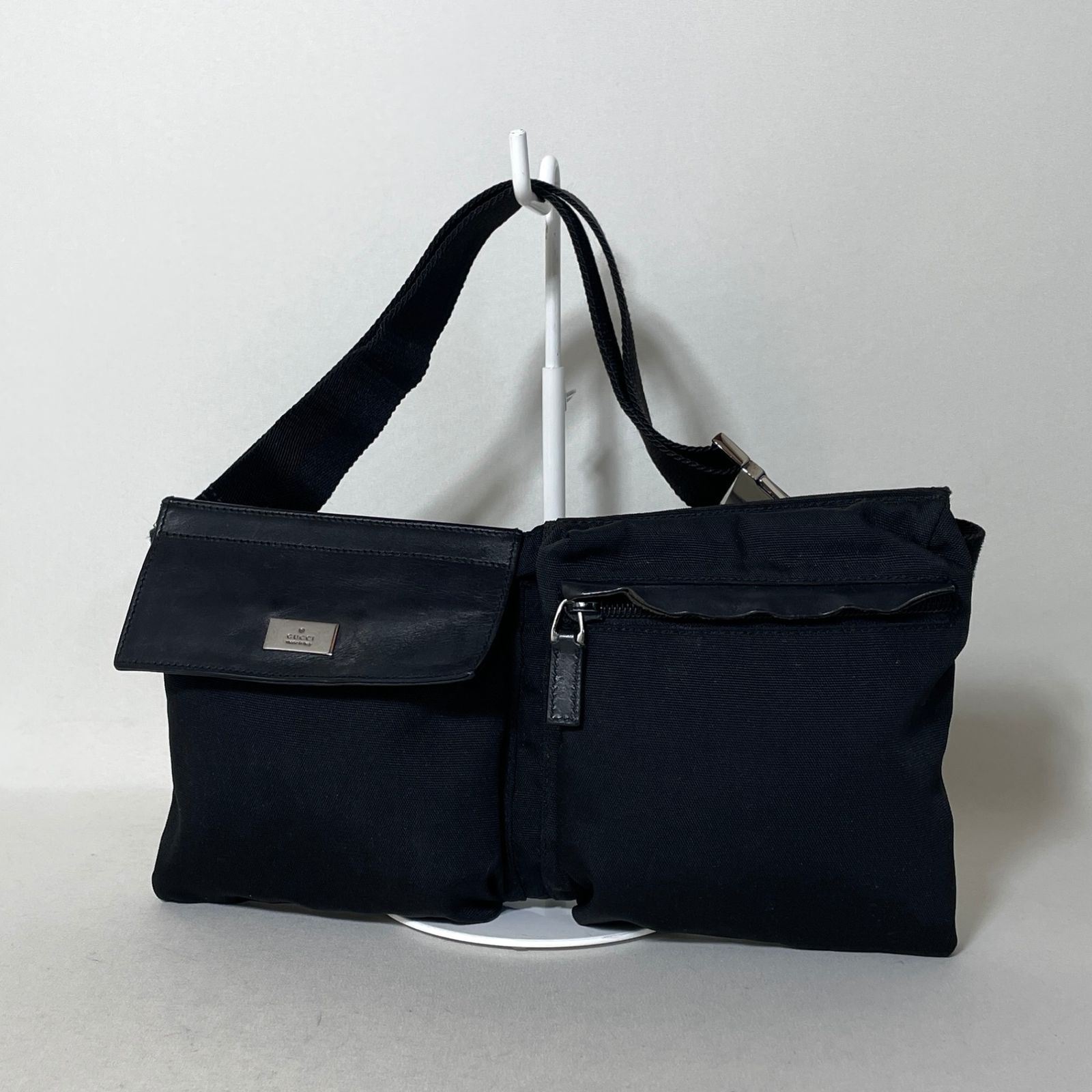 2607-75｜グッチ ボディバッグ ナイロン レザー ブラック 11,715円