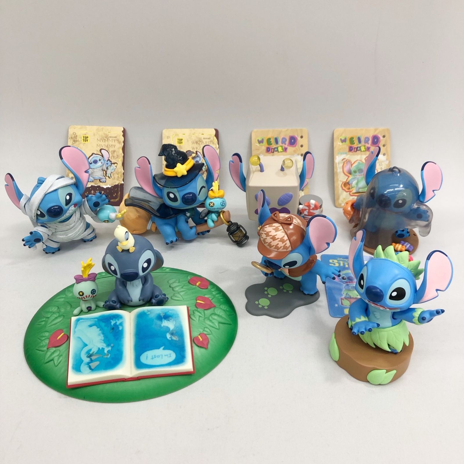 TOP TOY スティッチ コレクション ハロウィン フラダンス 探偵 一番くじ カードスタンド フィギュア 7体 まとめ セット 234