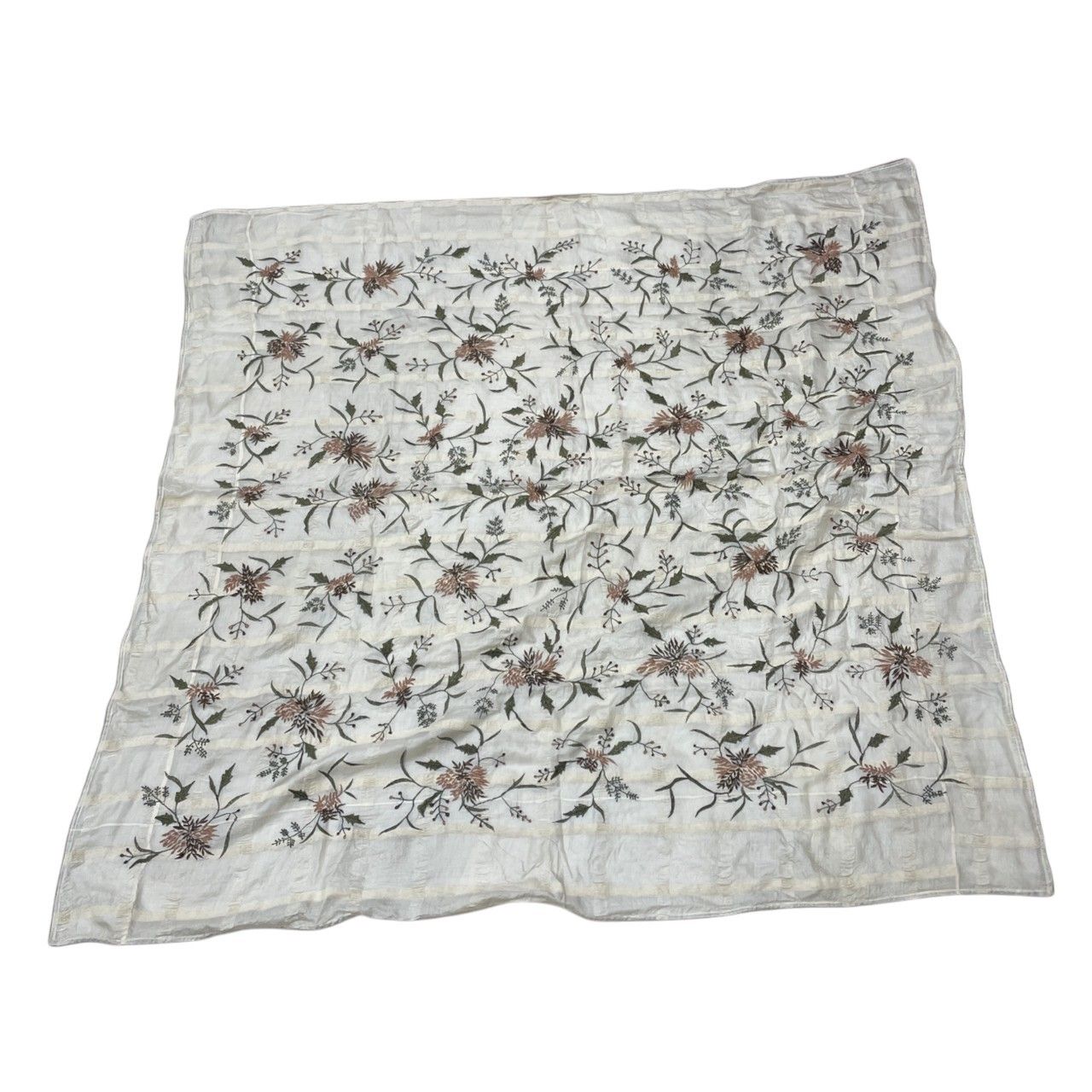 美品/Anke Drechsel/アンケドレッチェル/ドイツ製/テーブルクロス/刺繍/130×130/花柄/RS2411