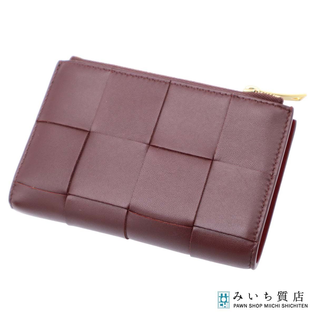 BOTTEGA VENETA ボッテガヴェネタ スモールカセット 2つ折り ウォレット 財布 赤系 ボルドー バーガンディ H23504