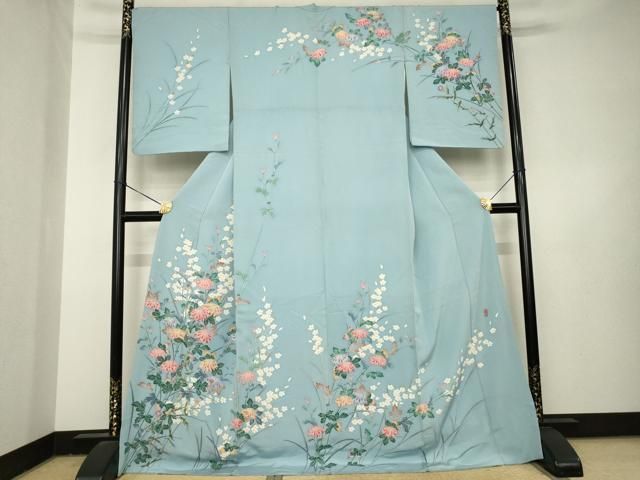 平和屋着物●十日町友禅作家　一梗　訪問着　草花文　ロング丈　正絹　逸品　AABL3658ck 40,560円