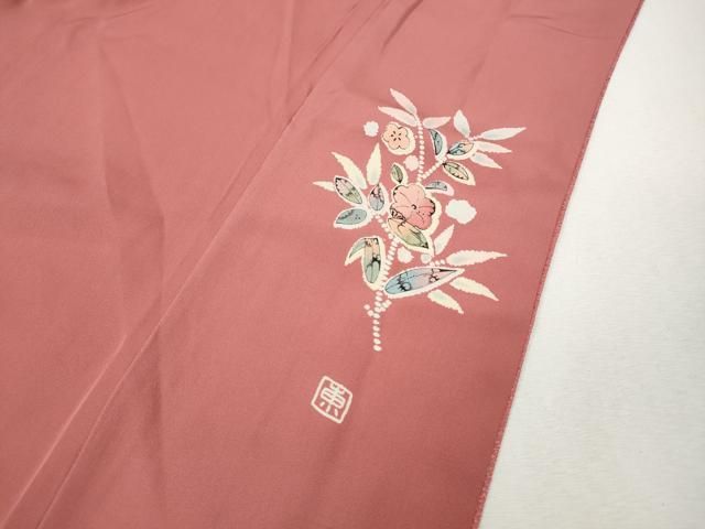 平和屋着物○上質な色無地 作家物 霞地紋 薄紅色 正絹 逸品 CABK8106ut