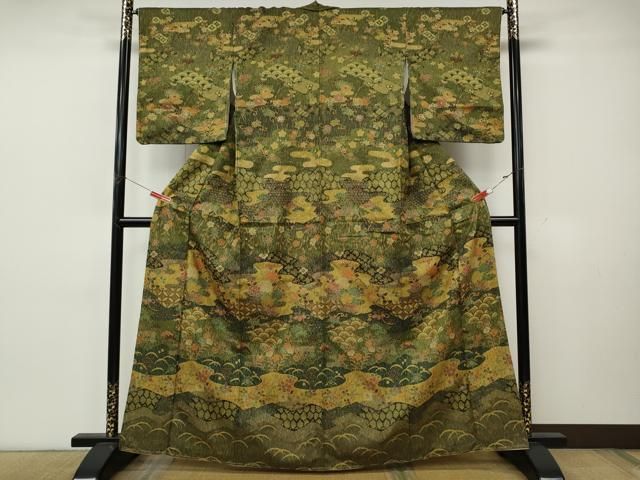 平和屋着物●訪問着　エ霞草花文　金彩　正絹　逸品　CABK8123ut 33,800円