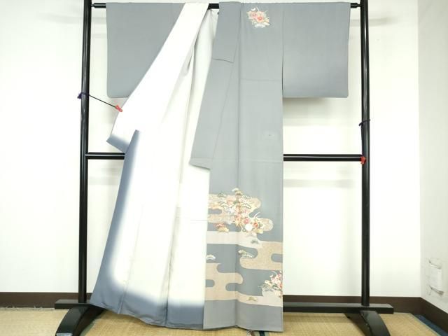 平和屋着物○訪問着 総刺繍 風景花松文 金彩 正絹 逸品 DABI5387op