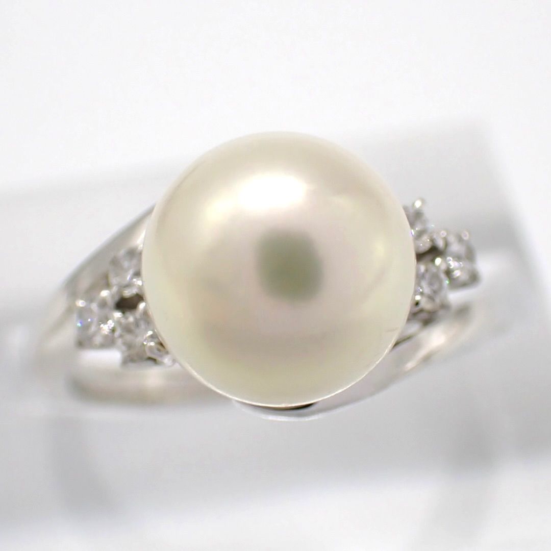 新品仕上げ済 MIKIMOTO ミキモト 9mm あこや真珠 パール 6P ダイヤ リング Pt950 10号 プラチナ 5167 58,800円