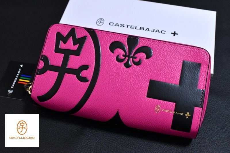 【定価2万9700円】新品 カステルバジャック【ネゼル】大容量 ラウンドファスナー 長財布 081603 ピンク CASTELBAJAC IKETEI 家紋