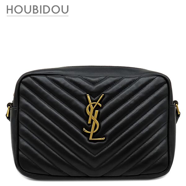 イヴ・サンローラン Yves Saint Laurent ショルダーバッグ ルー モノグラム レザー ブラック ゴールド金具 YSL カサンドラロゴ フリンジ欠品 520534【中古】