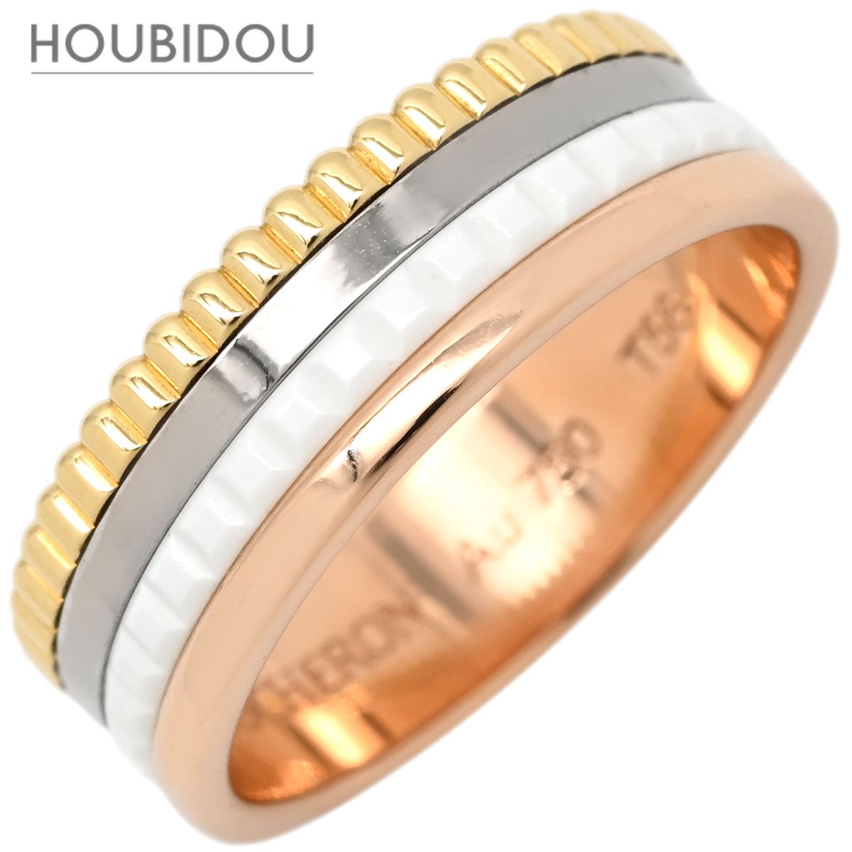 ブシュロン BOUCHERON リング 指輪 キャトル ホワイト スモール イエローゴールド×ピンクゴールド×ホワイトゴールド #T56 3カラー 18K 750 YG PG WG 15.5号 JRG01596【中古】