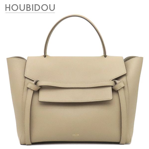 セリーヌ CELINE ハンドバッグ ベルトバッグ ミニ レザー ベージュ ゴールド金具 ショルダーストラップ欠品 【保存袋】【中古】