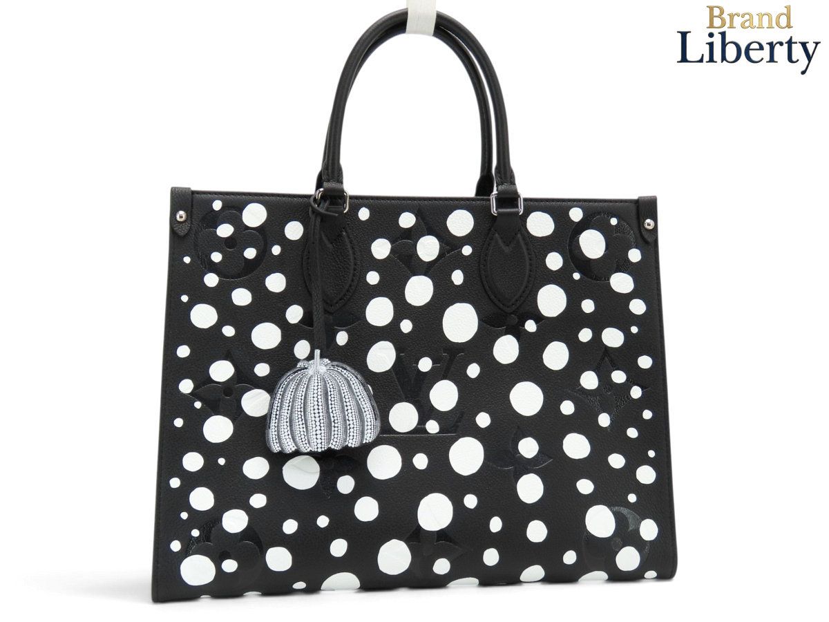 【新古品】ルイヴィトン LOUIS VUITTON ヤヨイ クサマ モノグラム アンプラント インフィニティドット LV YK オンザゴー MM 2WAY トートバッグ ショルダーバッグ ハンドバッグ ノワール ブラック ホワイト レザー M46389