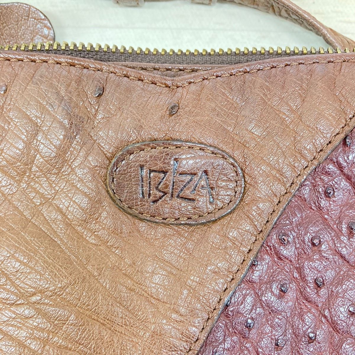 IBIZA/イビザ ショルダーバッグ パッチワーク オーストリッチ切替