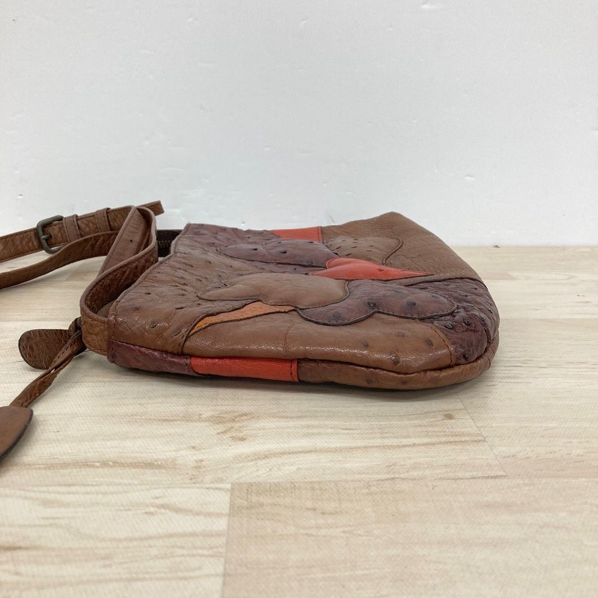 IBIZA/イビザ　希少✨️　オーストリッチ　特殊染め加工　バッグ IBIZA/イビザ ショルダーバッグ パッチワーク オーストリッチ切替