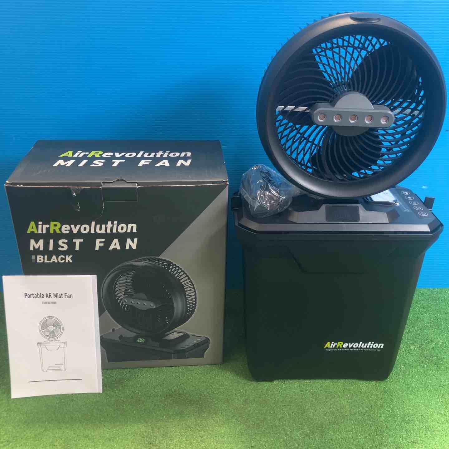 【未使用品(店頭展示品)】KMネクスト 充電式コンパクトミストファン Air Revolution MIST FAN ブラック V02-BK 超音波ミスト コードレス タイマー機能付【岩槻店】