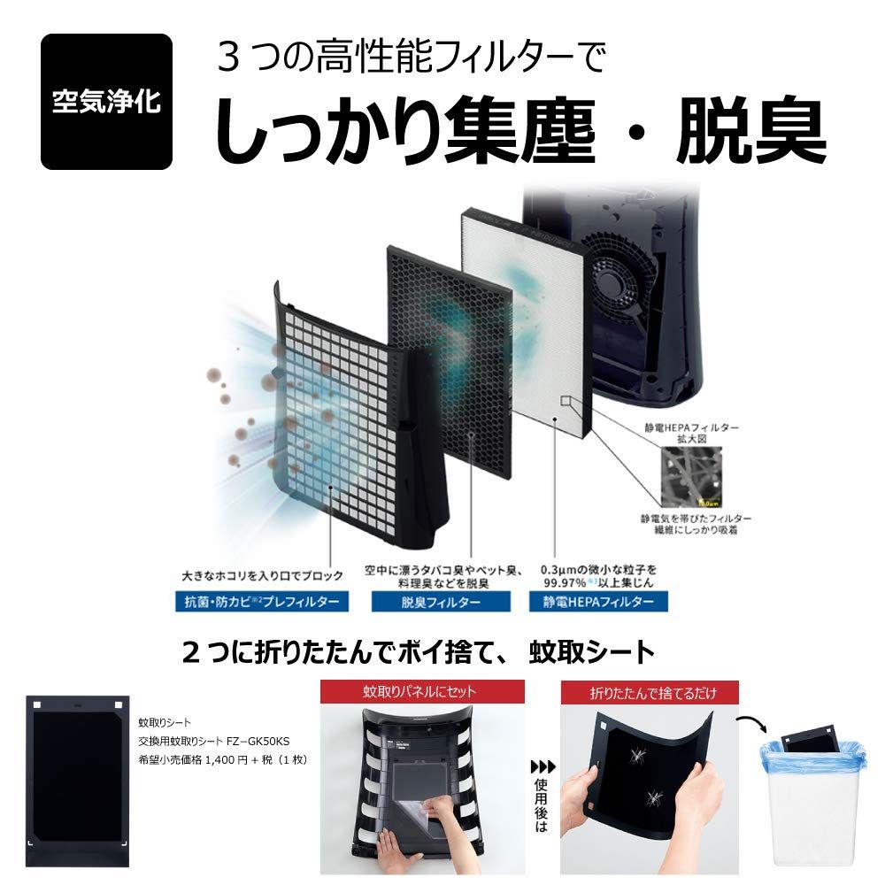 シャープ 空気清浄機 蚊取機能付 プラズマクラスター 7000