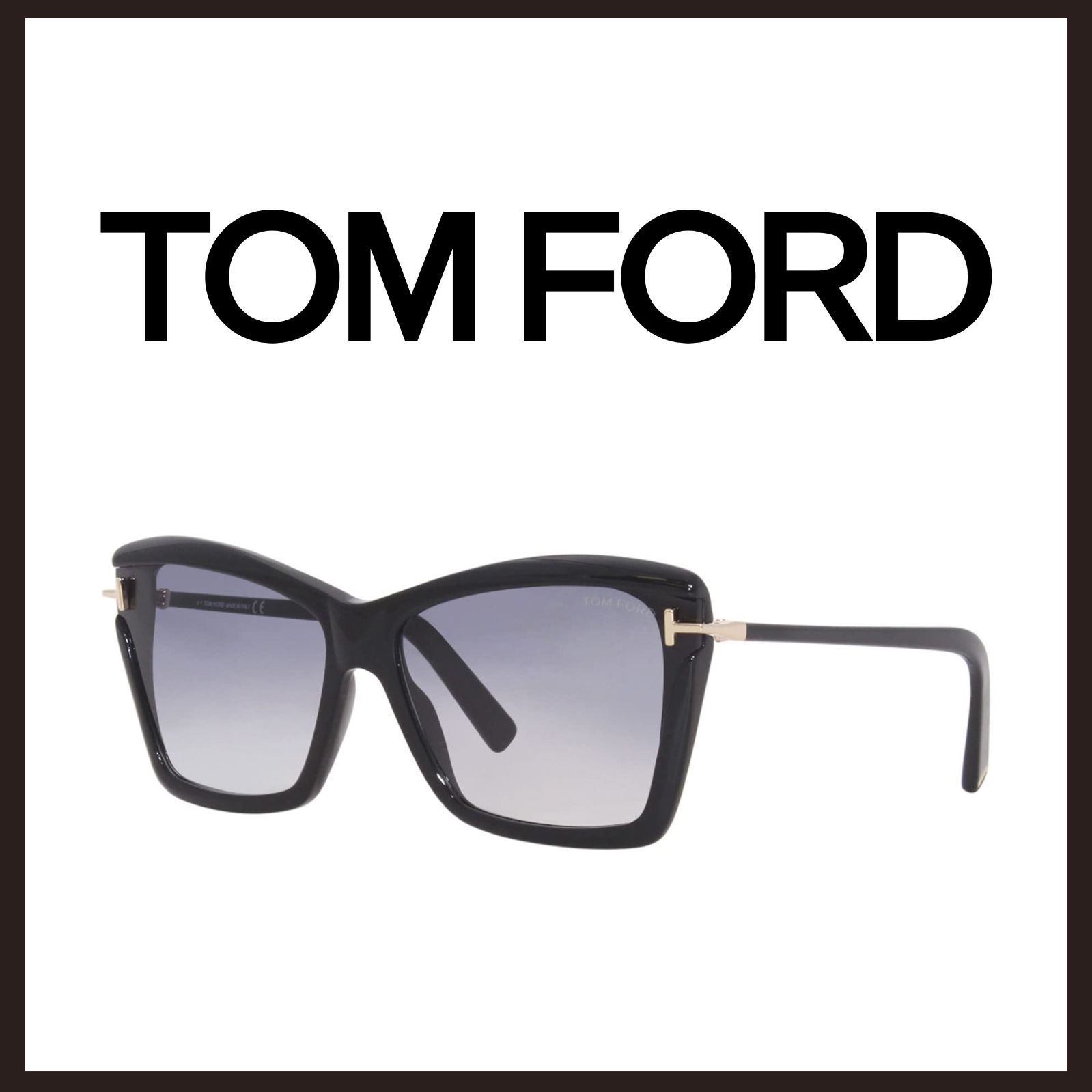 新品 未使用 トムフォード リア ブラックフレーム サングラス ブラック【TOM FORD】キャットアイシルエット アジアンフィット