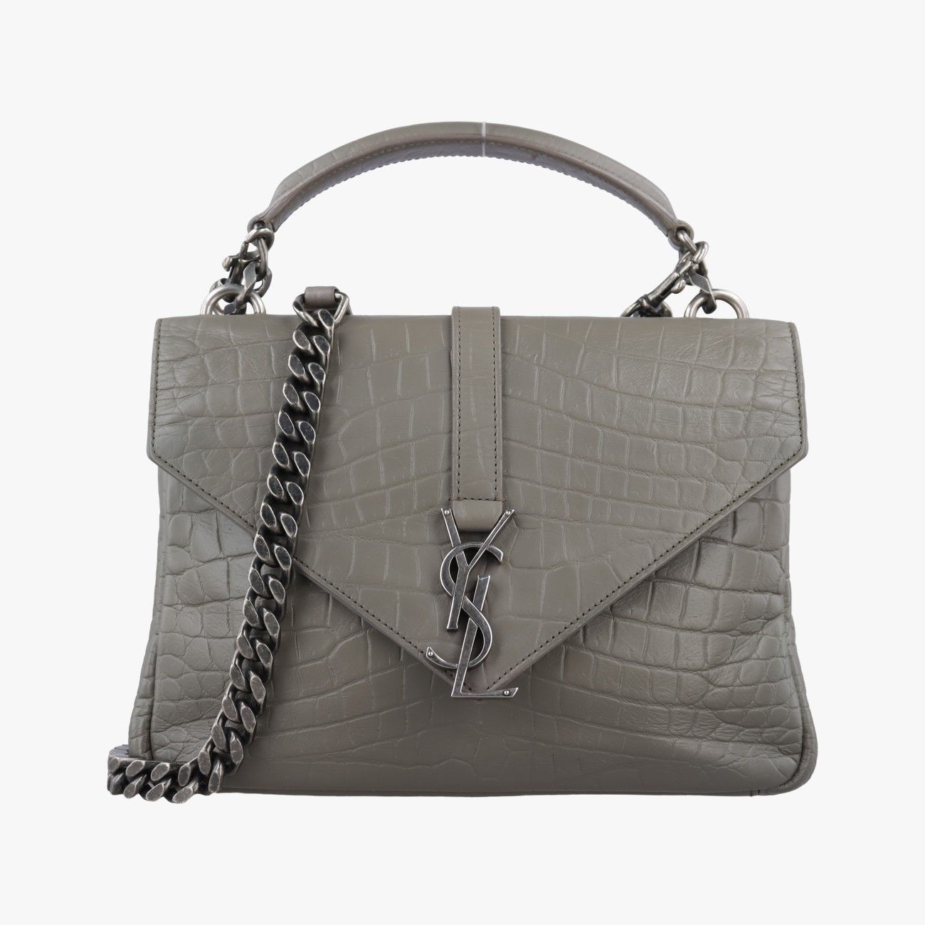 イヴサンローランYves Saint Laurentカレッジ グレー レザー 428101 ARS428101.1116