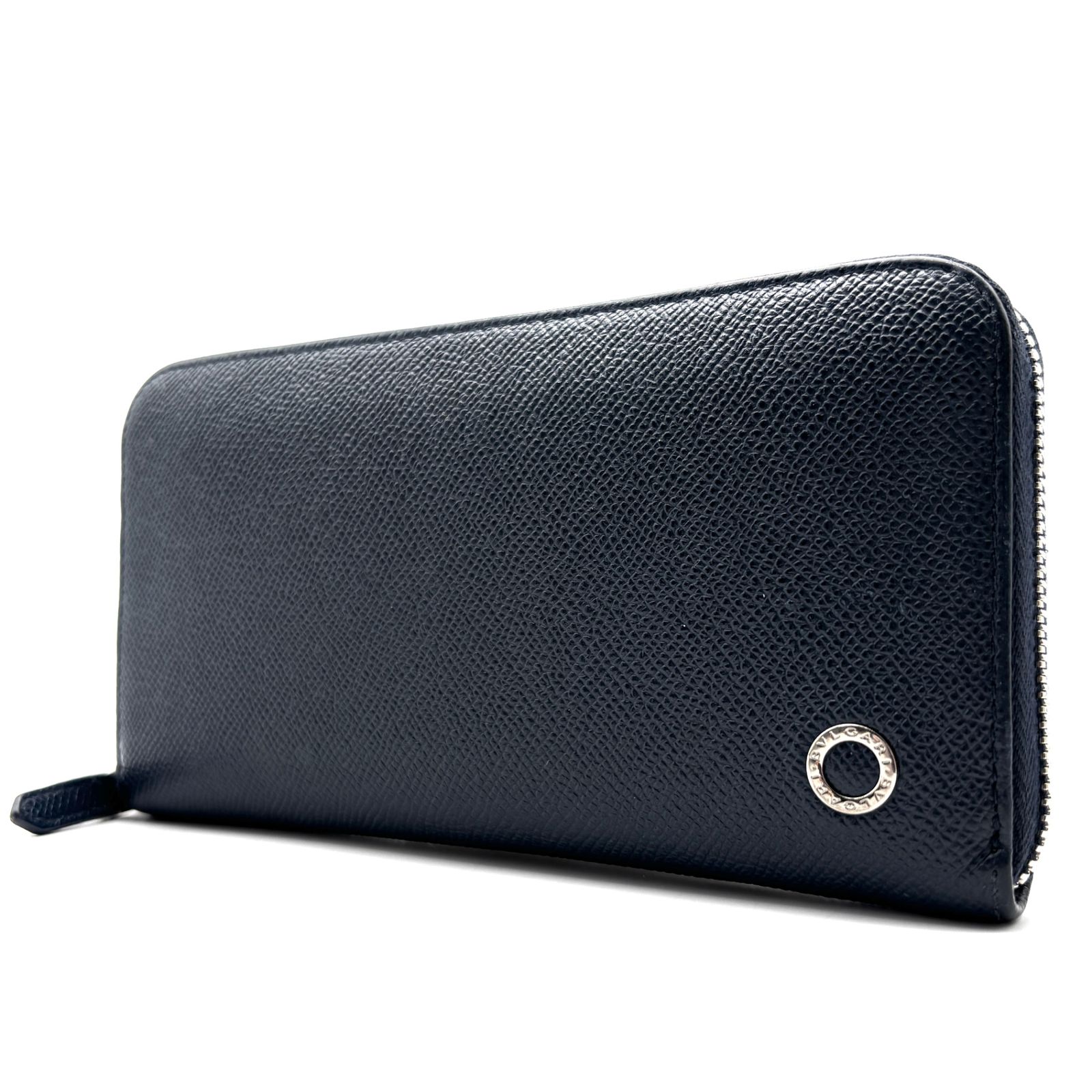 美品 ブルガリ BVLGARI ブルガリブルガリ ラウンドファスナー 長財布 ウォレット レザー ネイビー 紺 RFID ICチップ 夏休み 帰省 お盆 敬老の日 シルバーウィーク 秋 ハロウィン ギフト プレゼント